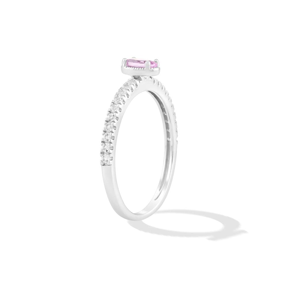 Lab-Created Pink Sapphire &amp; Lab-Created White Sapphire Stack Ring in Sterling Silver – Image 3 of 4