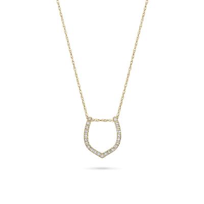 Diamond Horseshoe Pendant Necklace in 10K Yellow Gold (1/10 ct. tw.)