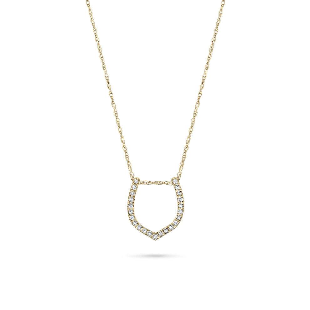 Diamond Horseshoe Pendant Necklace in 10K Yellow Gold (1/10 ct. tw.) – Image 1 of 4