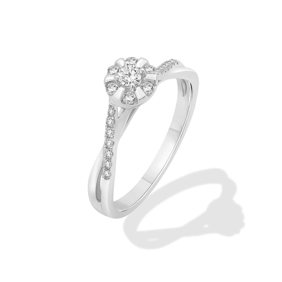 Diamond Center Round Halo Promise Ring in Sterling Silver (1/4 ct. tw.) – Image 4 of 4