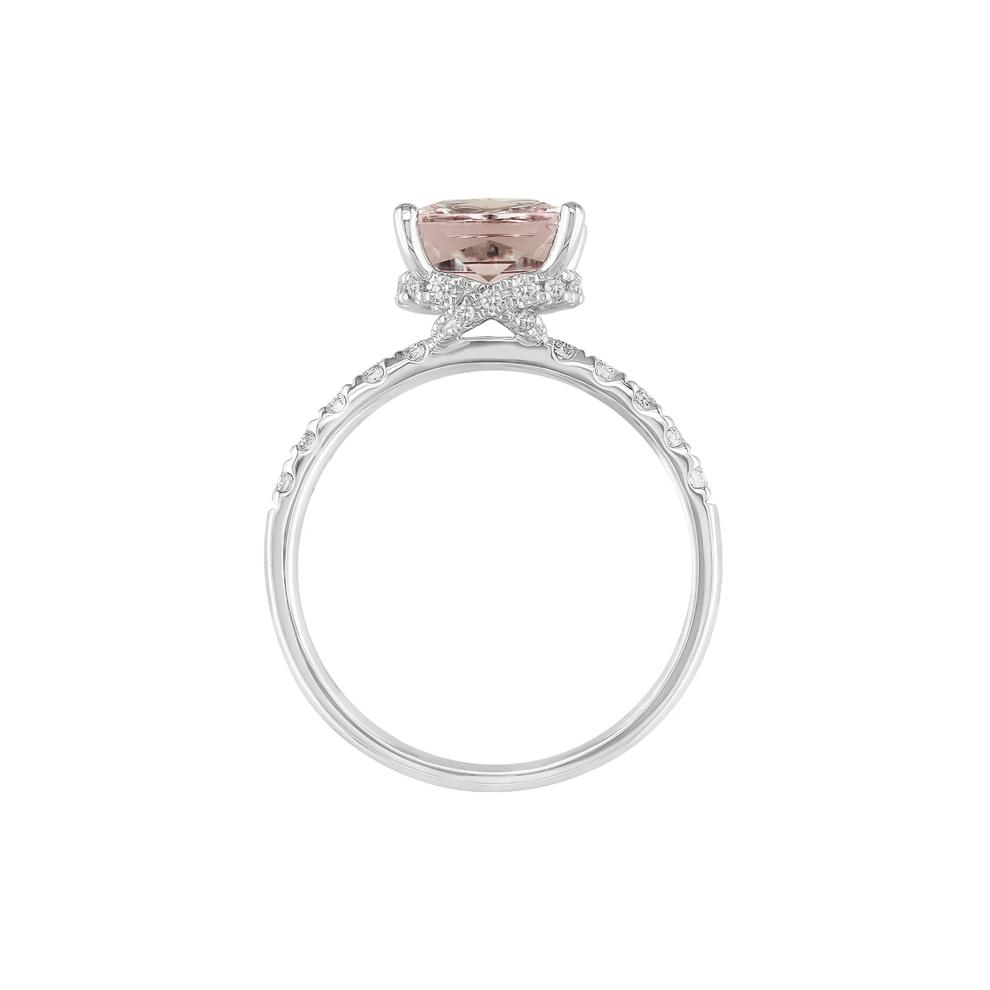 Radiant-Cut Morganite and Diamond Ring in 14K White Gold (1/3 ct. tw.)  – Image 2 of 3
