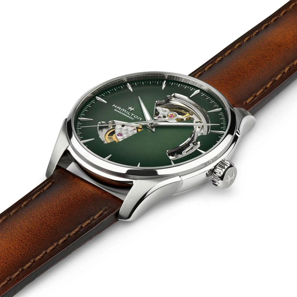Jazzmaster Open Heart Auto Watch with Brown Leather Strap – Image 3 of 3