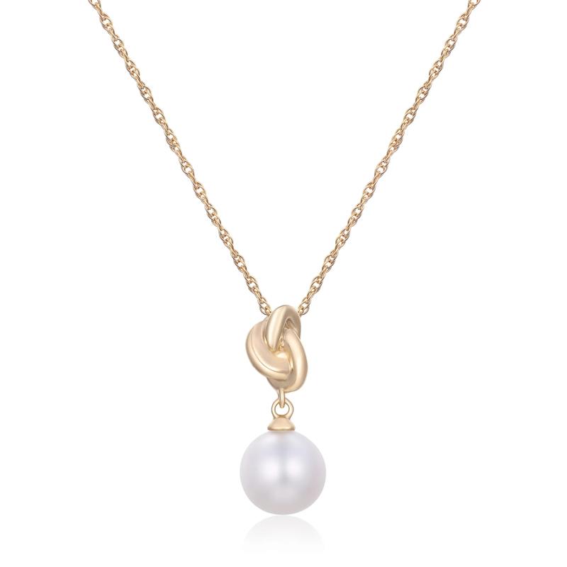 Freshwater Cultured Pearl Knot Pendant in 10K Yellow Gold – Image 1 of 3