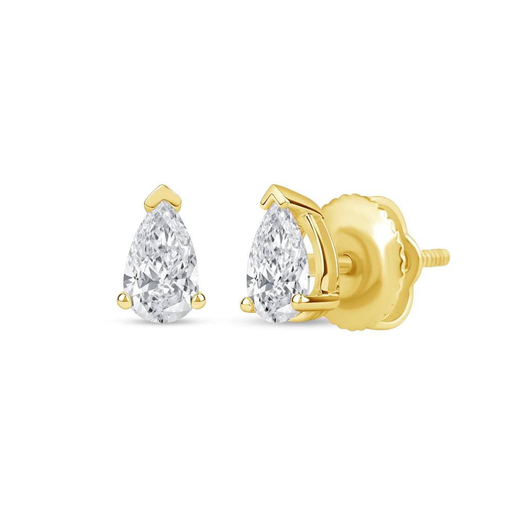Lab Grown Diamond Pear-Shaped Solitaire Stud Earrings in 14K Yellow Gold (3/4 ct. tw.) – Image 1 of 3