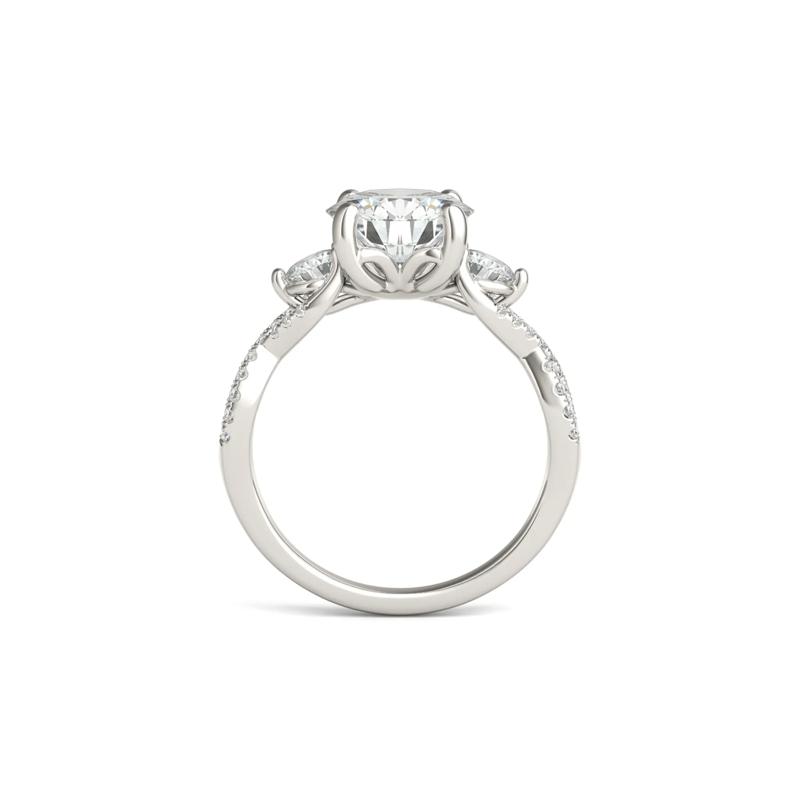 Lab Created Moissanite Twist-Shank Multi-Stone Engagement Ring in 14K White Gold – Image 4 of 6