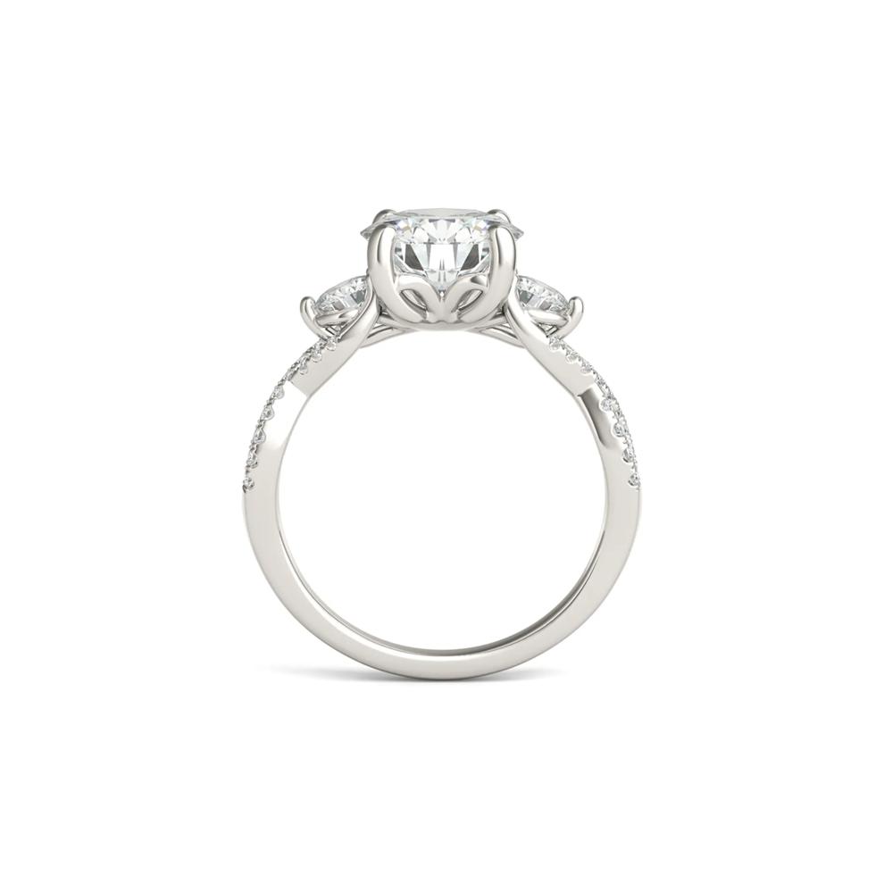Lab Created Moissanite Twist-Shank Multi-Stone Engagement Ring in 14K White Gold – Image 4 of 6