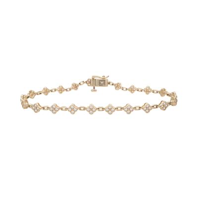 Diamond Clover & Paperclip Chain Bracelet in 10K Yellow Gold, 7" (1 ct. tw.)