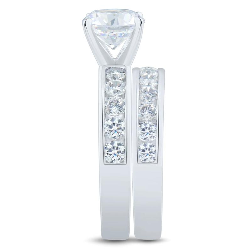 1/2 ct. tw. Round Diamond Channel Semi-Mount Engagement Ring Set in 14k White Gold &#40;Setting Only&#41; – Image 8 of 9