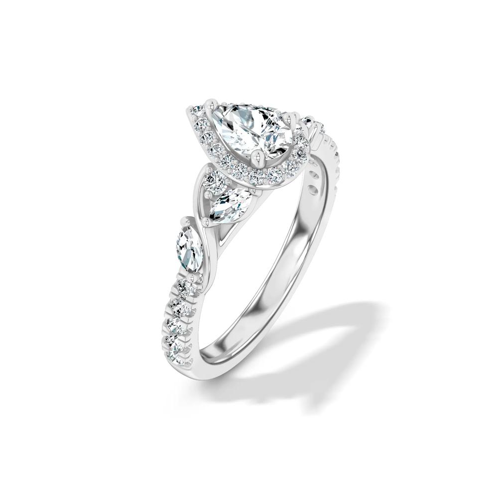 Diamond Pear-Shaped Halo Engagement Ring in 14K White Gold (1 ct. tw.) – Image 4 of 4