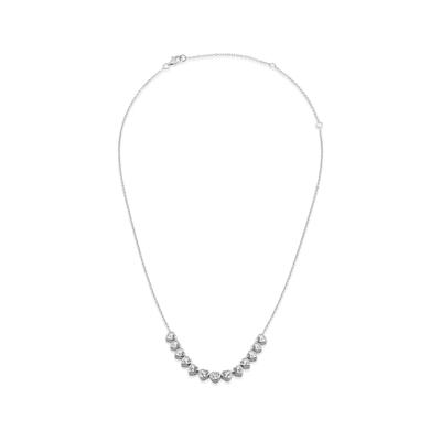Lab-Created White Sapphire Multi-Bezel Heart Necklace in Sterling Silver