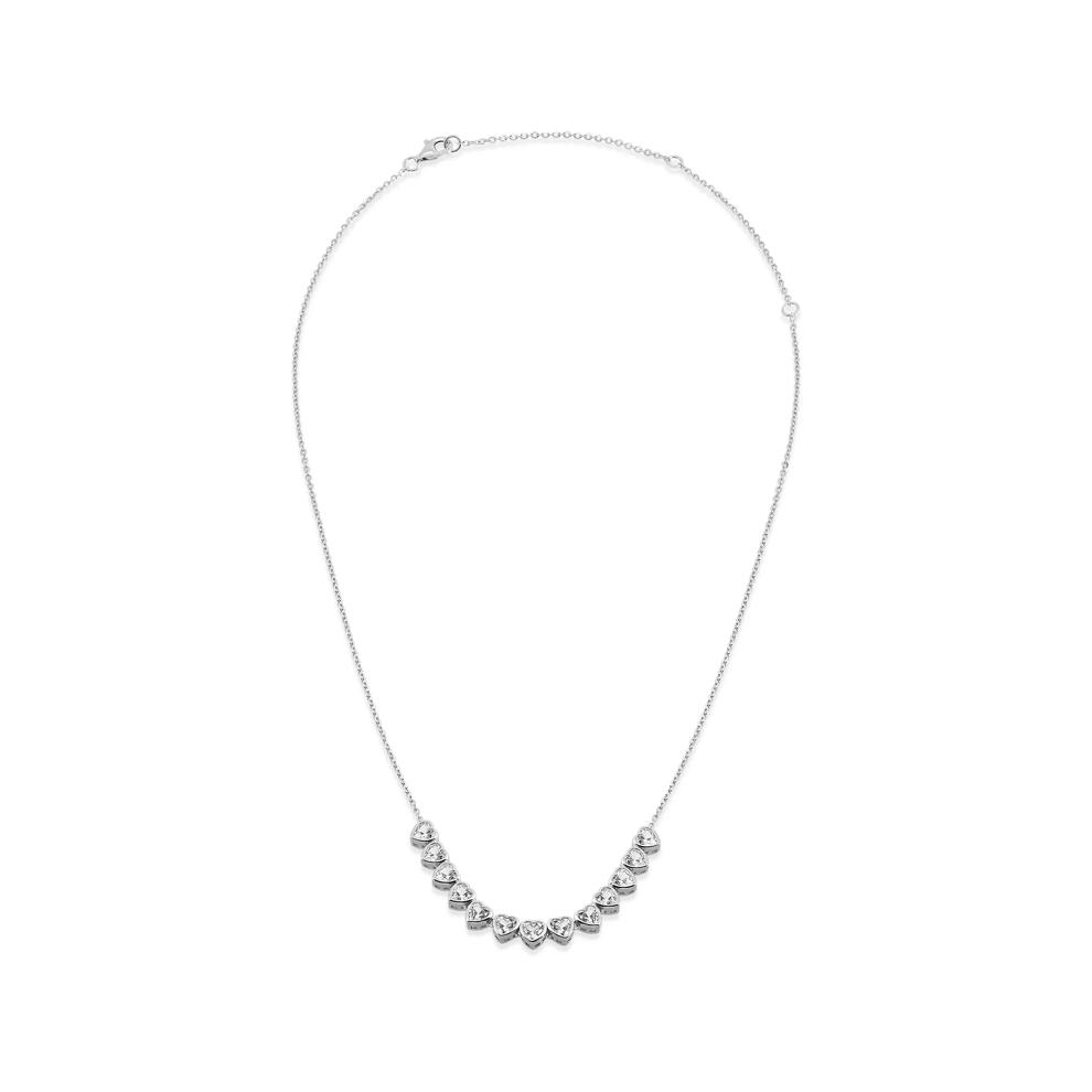 Lab-Created White Sapphire Multi-Bezel Heart Necklace in Sterling Silver – Image 1 of 4