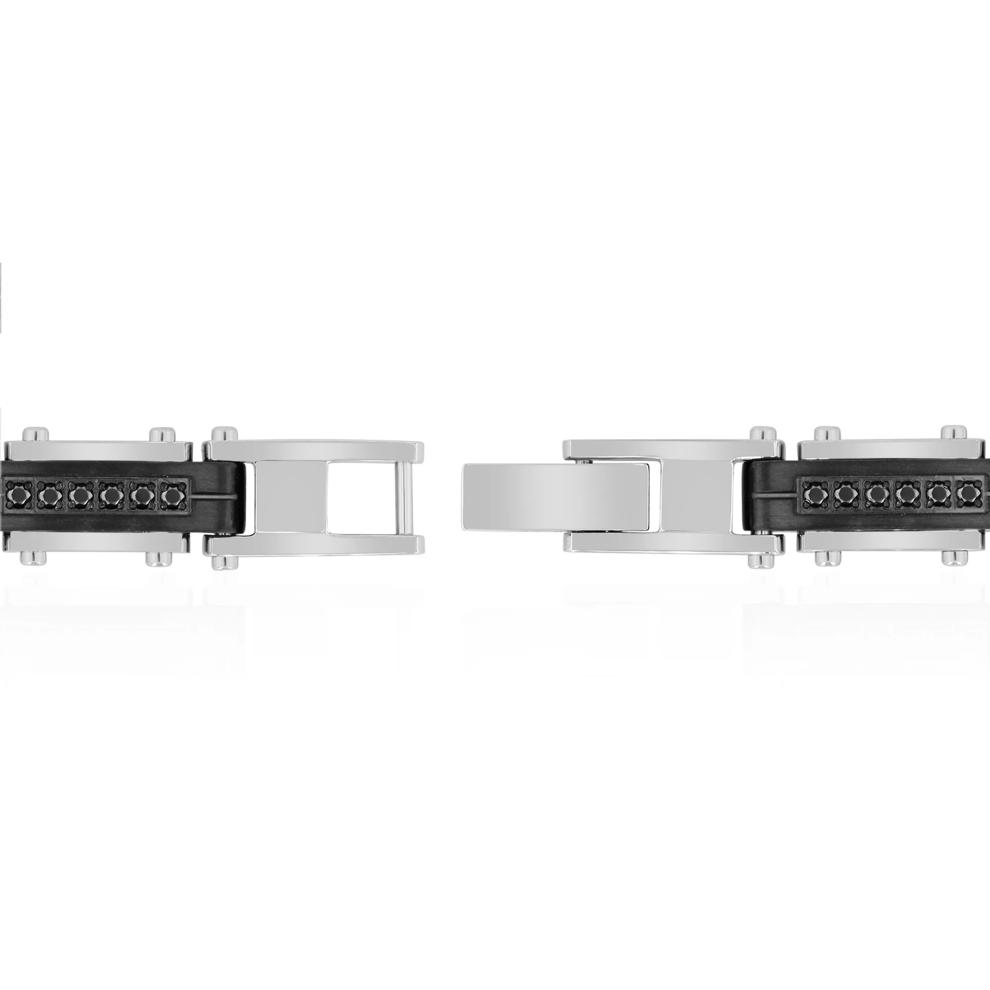 Men's Black Diamond Link Bracelet in Black Ion-Plated Stainless Steel, 8.5" (1/2 ct. tw.) – Image 3 of 3