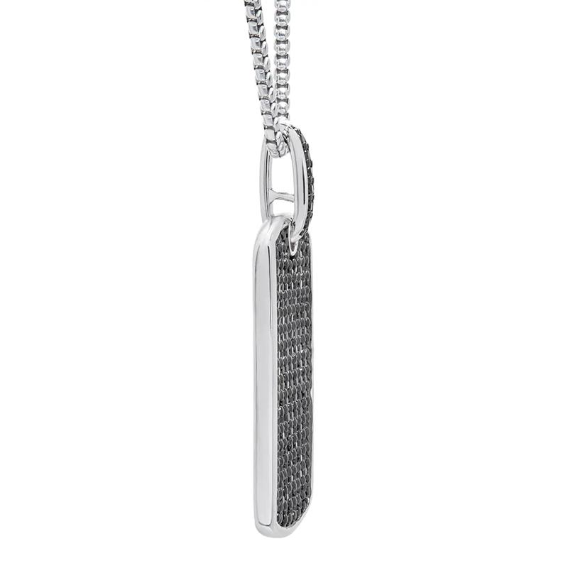 Black Diamond Dog Tag Pendant in Sterling Silver &#40;1 ct. tw.&#41; – Image 3 of 3
