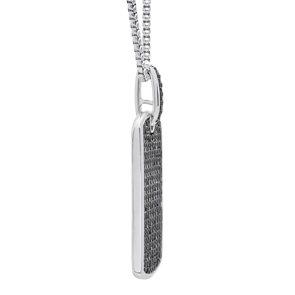 Black Diamond Dog Tag Pendant in Sterling Silver (1 ct. tw.) – Image 3 of 3