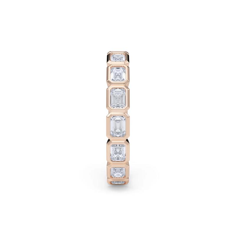 Diamond Emerald-Cut Bezel-Set True Eternity Band in 14K Rose Gold  – Image 3 of 5
