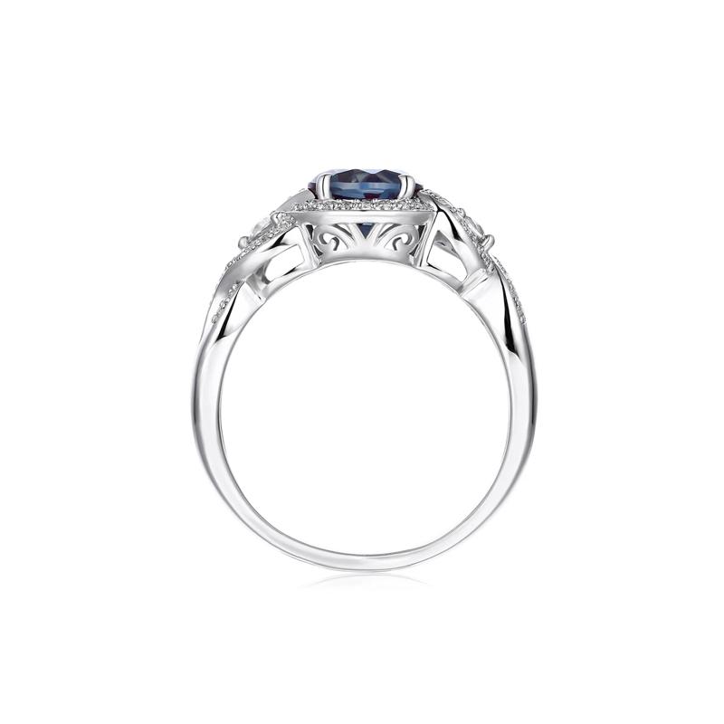 Lab Created Alexandrite &amp; White Sapphire Ring in Sterling Silver – Image 2 of 4