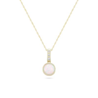 Lab-Created Opal & Lab-Created White Sapphire Pendant Necklace in 10K Yellow Gold