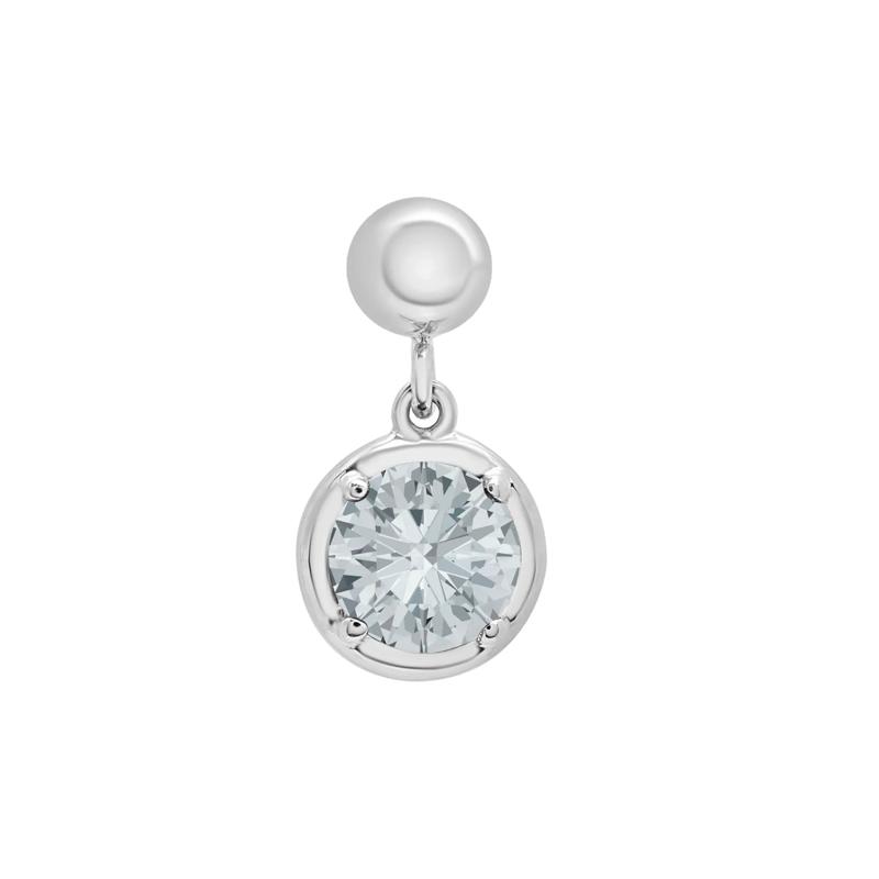 Lab-Created Aquamarine Birthstone Bead Charm in Sterling Silver – Image 1 of 3
