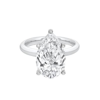 Lab Grown Diamond Pear-Shaped Solitaire Ring in 14K White Gold (5 ct.)