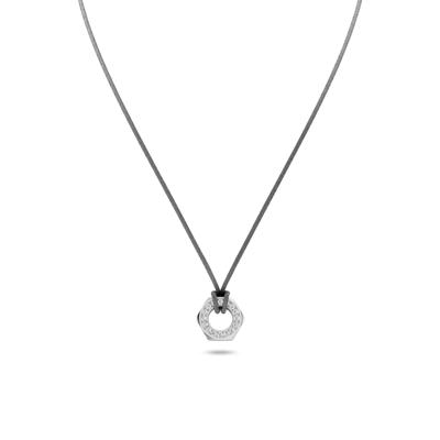 Men's Lab Grown Diamond Hex Nut Design Cord Pendant Necklace in Sterling Silver (1/2 ct. tw.)