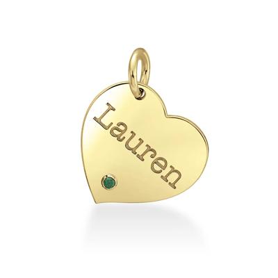 engravable heart pendant with custom gemstone