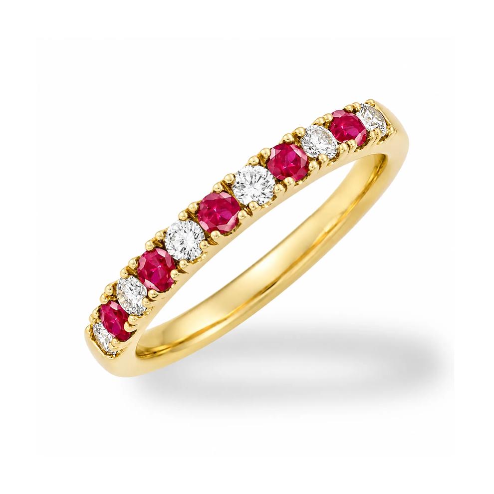 Ruby &amp; Diamond Band in 10K Yellow Gold (1/4 ct. tw.) – Image 4 of 4