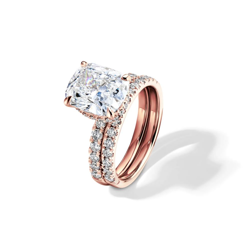 Lab Grown Diamond Elongated Cushion-Cut Bridal Set in 14K Rose Gold (5 ct. tw.) – Image 5 of 6