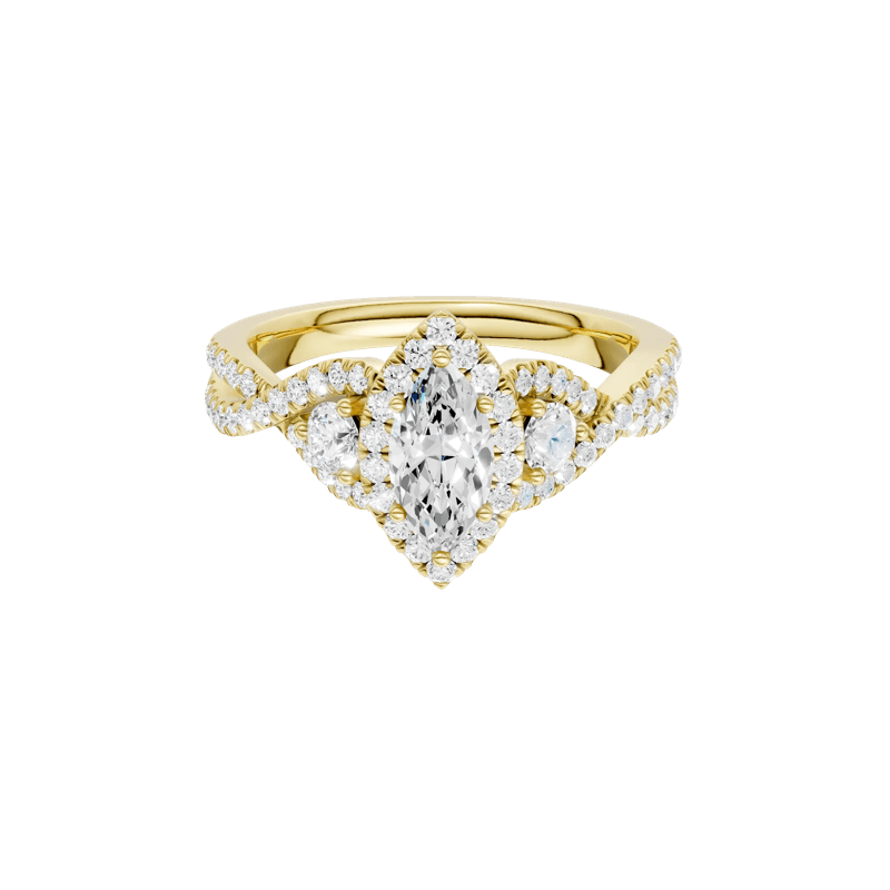Diamond Marquise Halo Engagement Ring in 14K Yellow Gold &#40;1 ct. tw.&#41; – Image 1 of 5
