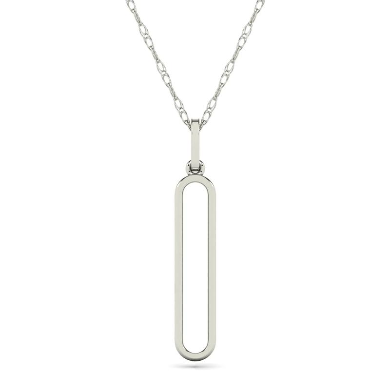 Diamond Paperclip Pendant in 14K White Gold (1/5 ct. tw.)  – Image 1 of 3