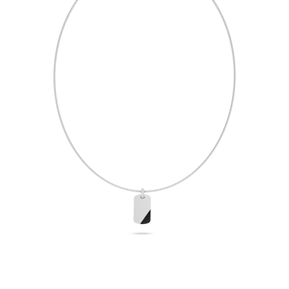 Men's Black Lab Grown Diamond Tipped Dog Tag Pendant Necklace in Vermeil (3/8 ct. tw.) – Image 5 of 8