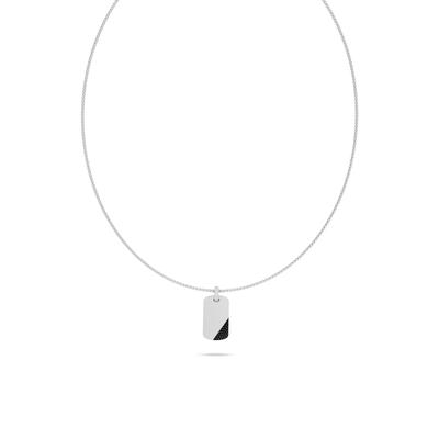 Men's Black Lab Grown Diamond Tipped Dog Tag Pendant Necklace