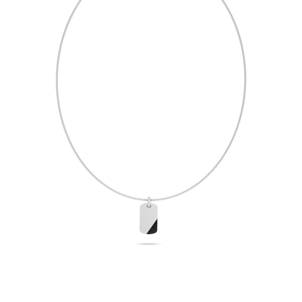 Men's Black Lab Grown Diamond Tipped Dog Tag Pendant Necklace in Sterling Silver (3/8 ct. tw.) – Image 1 of 1
