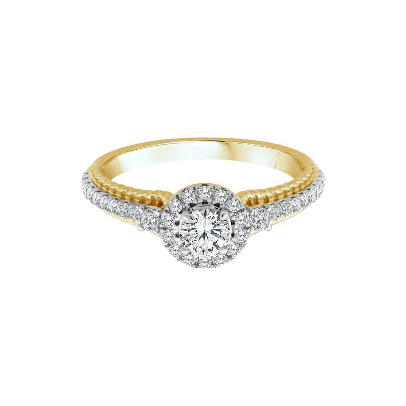 Diamond Halo Engagement Ring in 14K Yellow Gold &#40;5/8 ct. tw.&#41; – Image 1 of 3