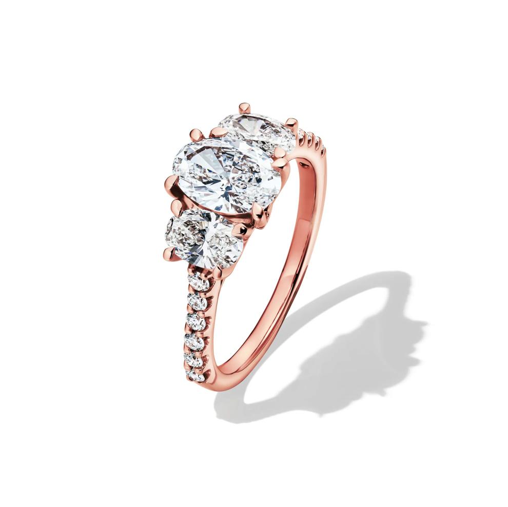 Lab Grown Diamond Three Stone Oval Engagement Ring in 14K Rose Gold (2 ct. tw.) – Image 4 of 4