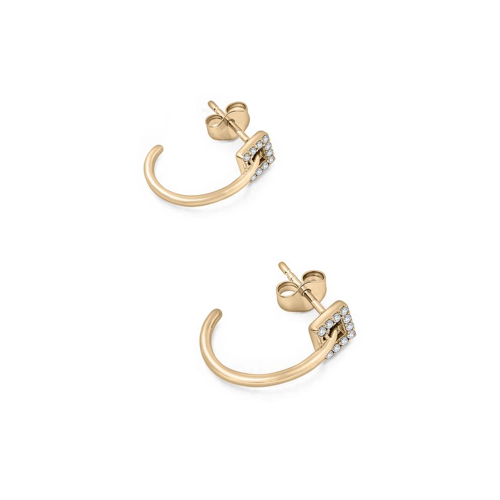 Diamond Square J-Hoop Earrings in 10K Yellow Gold (1/10 ct. tw.) – Image 2 of 2