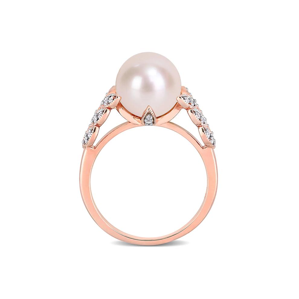 Freshwater Pearl &amp; 1/2 ct. tw. Diamond Ring in 10K Rose Gold – Image 2 of 5