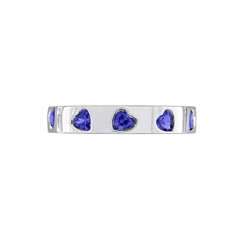 Heart-Shaped Lab-Created Blue Sapphire Eternity Band in Sterling Silver – Image 1 of 6