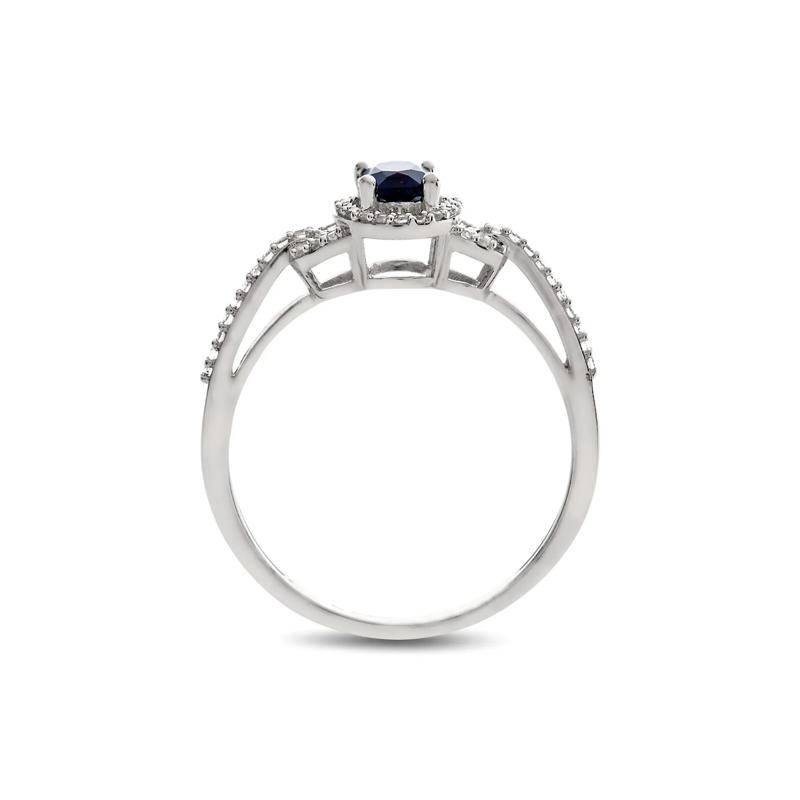 Sapphire &amp; 1/7 ct. tw. Diamond Ring in 10K White Gold – Image 2 of 3