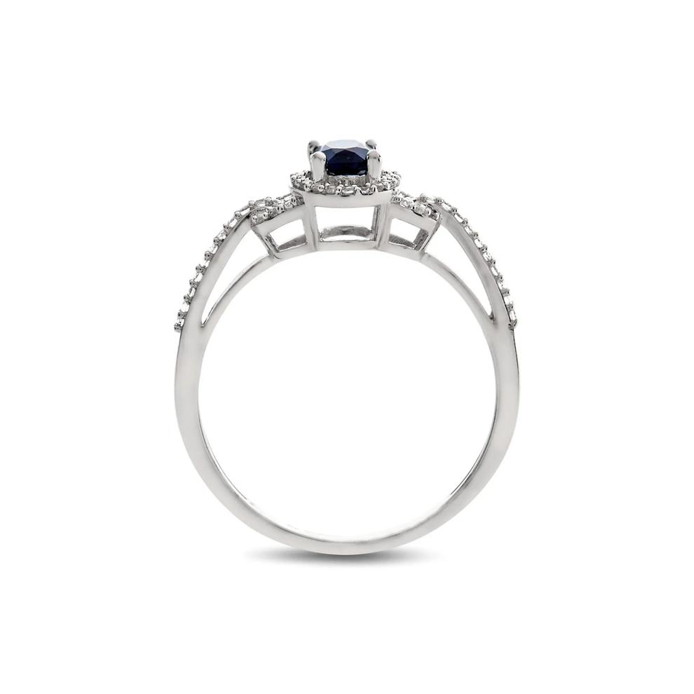 Sapphire &amp; 1/7 ct. tw. Diamond Ring in 10K White Gold – Image 2 of 3