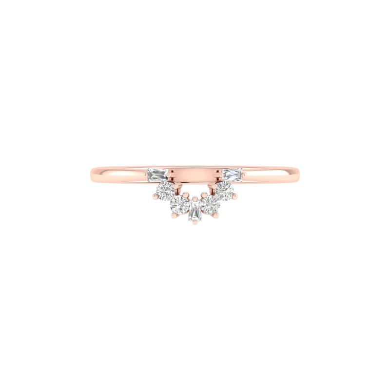 Round and Baguette Diamond Contour Band in 14K Rose Gold (1/7 ct. tw.) – Image 1 of 4