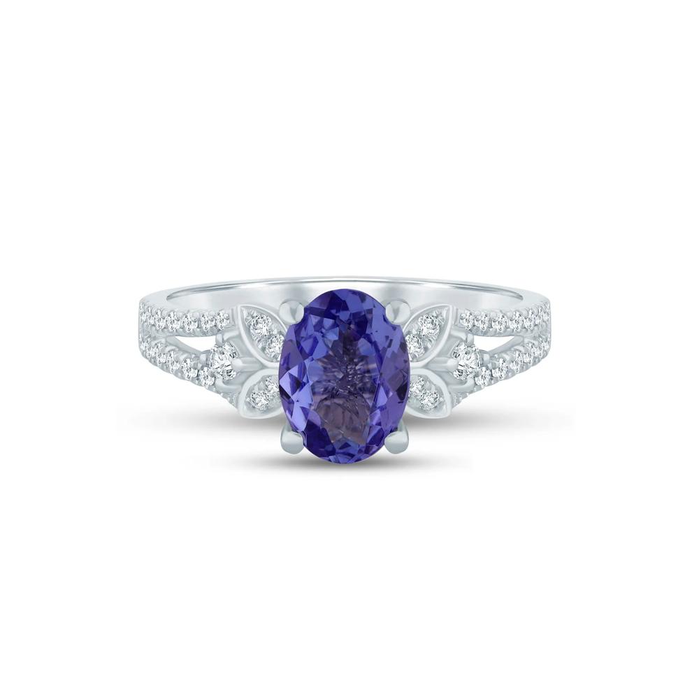 Tanzanite and Diamond Ring in 14K White Gold (1/4 ct. tw.) – Image 1 of 3