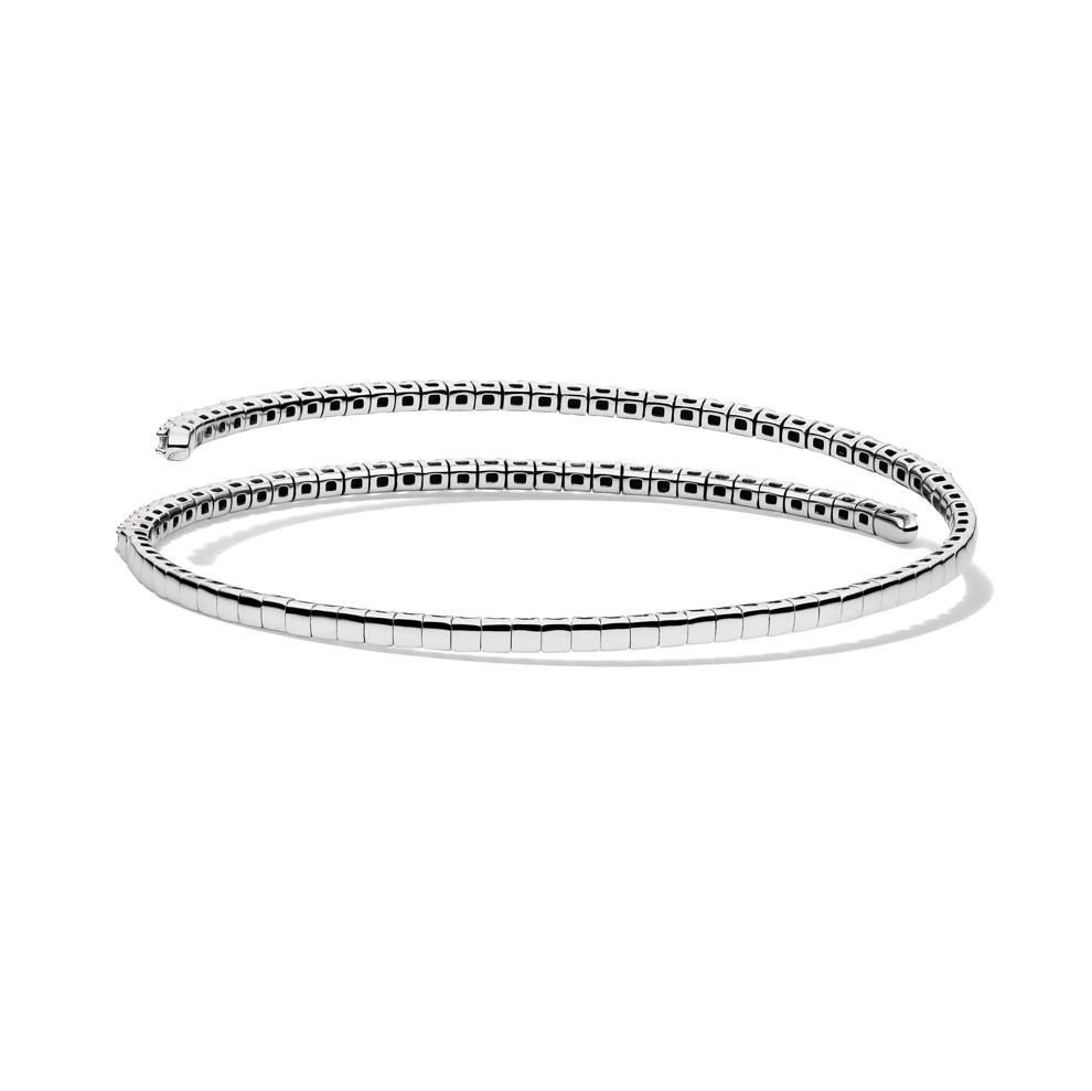 Diamond Wrap Flex Bangle Bracelet in 10K White Gold (1 ct. tw.) – Image 2 of 2