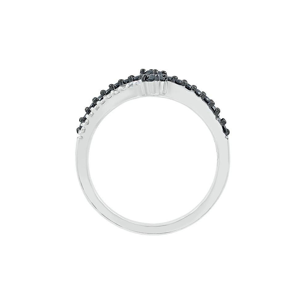 Black &amp; White Promise Ring with Diamond Bypass Band in Sterling Silver (1/3 ct. tw.) – Image 2 of 5