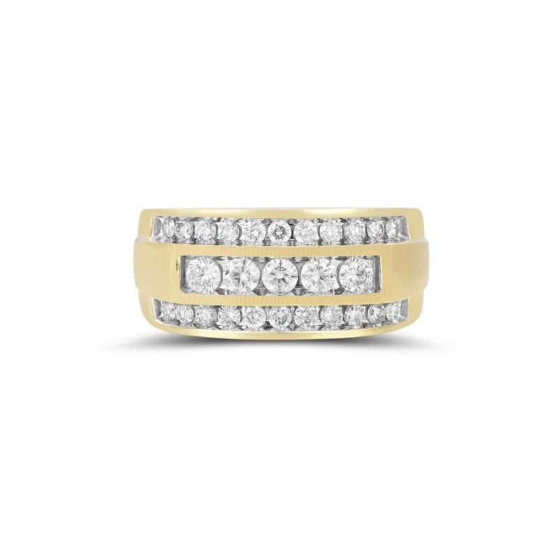 Men&#39;s Diamond Three-Row Band in 10K Yellow Gold &#40;1 ct. tw.&#41; – Image 1 of 3