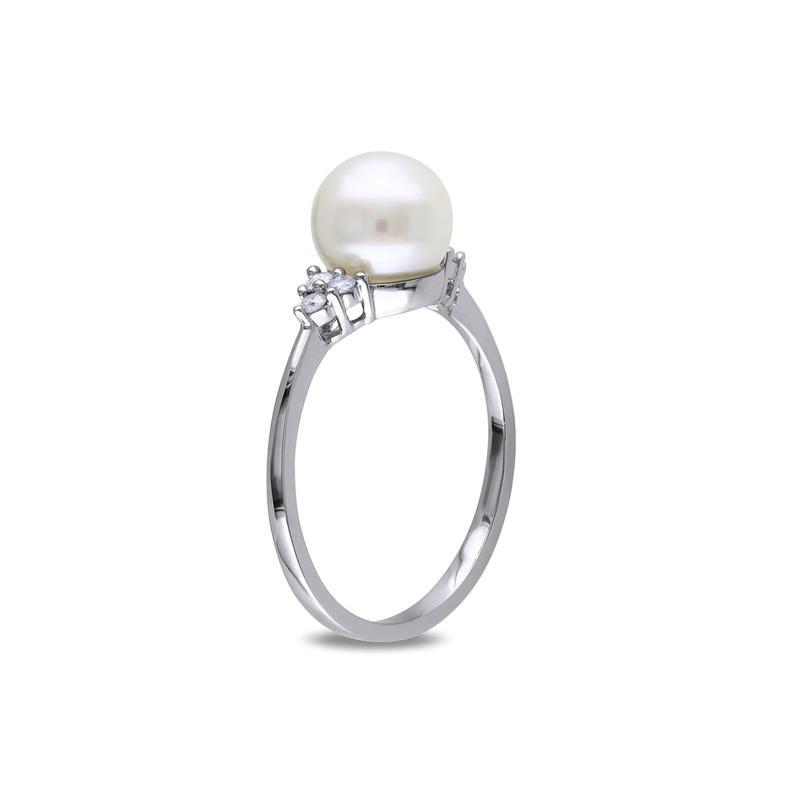 Freshwater Pearl &amp; 1/8 ct. tw. Diamond Ring in 10K White Gold – Image 2 of 3