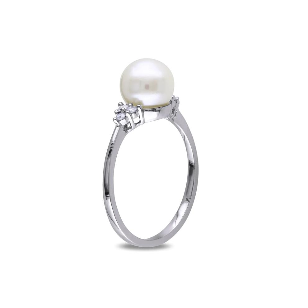 Freshwater Pearl &amp; 1/8 ct. tw. Diamond Ring in 10K White Gold – Image 2 of 3
