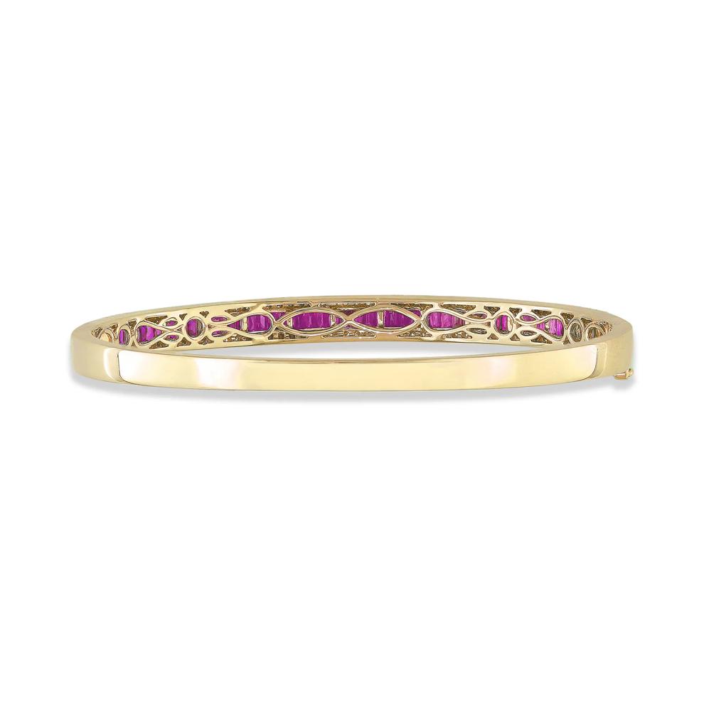 Ruby &amp; Diamond Bangle Bracelet in 14K Yellow Gold (1 ct. tw.) – Image 2 of 2