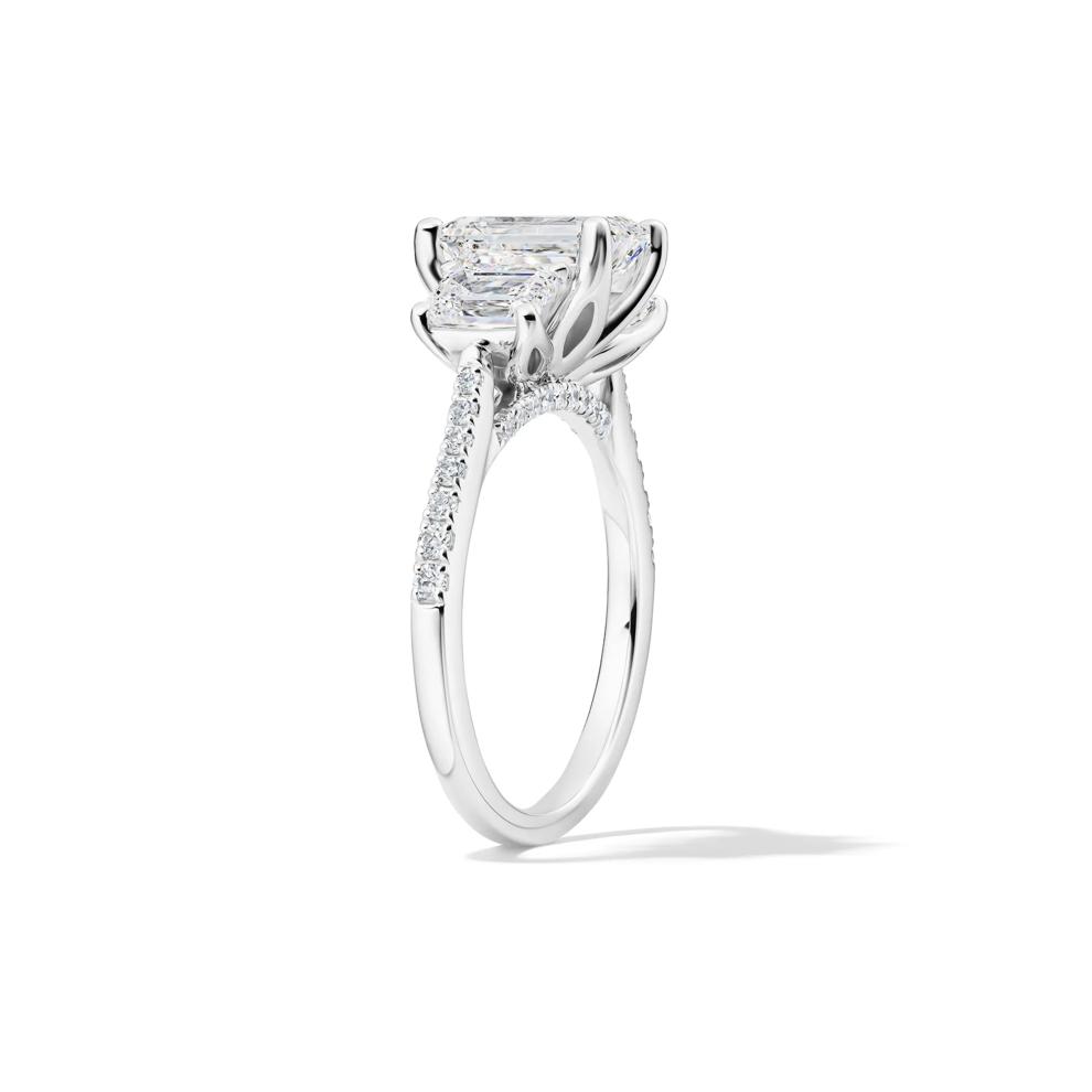 Lab Grown Diamond Emerald-Cut Three-Stone Engagement Ring in 14K White Gold (3 1/4 ct. tw.) – Image 3 of 3