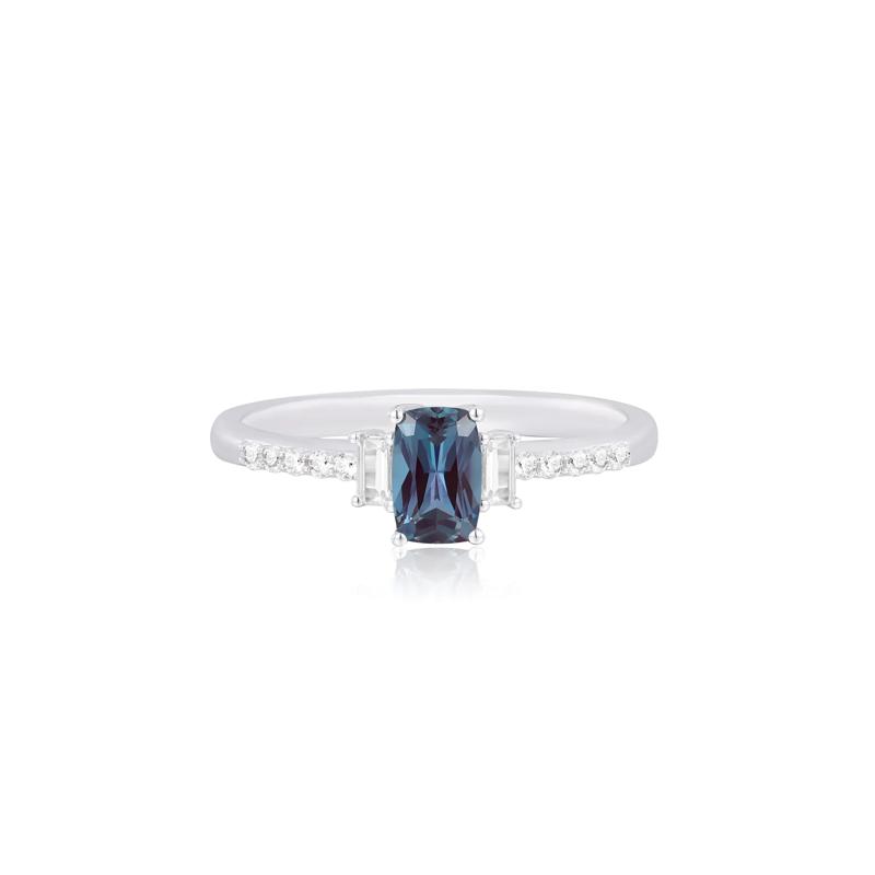 Lab-Created Alexandrite and Lab-Created White Sapphire Ring in 10K White Gold – Image 1 of 3