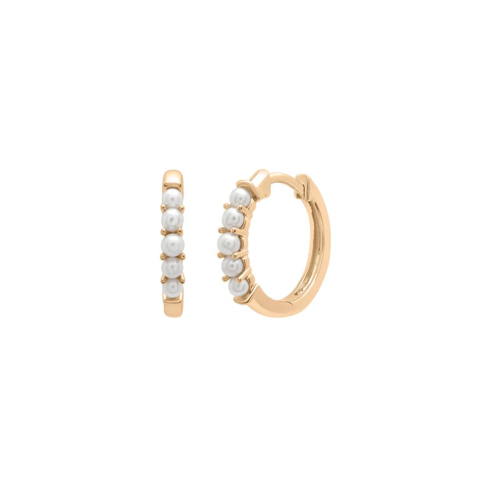 Freshwater Pearl Huggie Hoops in Vermeil, 2MM – Image 1 of 7